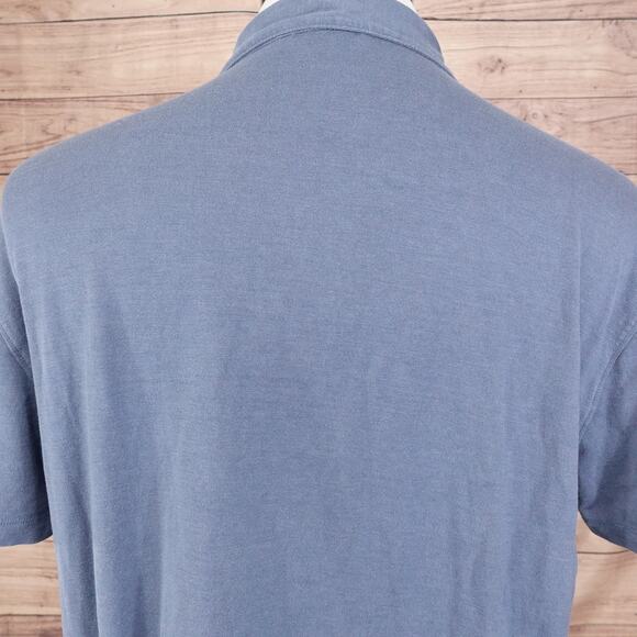 John Varvatos Polo Shirt Mens Large Blue Silk Cotton Short Sleeve Classic - S2 - Picture 5 of 8
